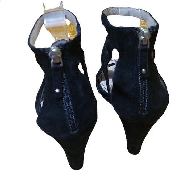 DKNY Suede Leather Black Wedges Size 8.5 - Picture 4 of 13